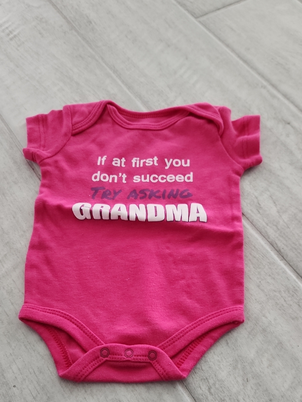 Pink 'Try Asking Grandma' Baby One-Piece Bodysuit